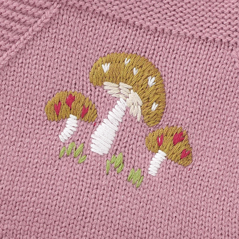 Embroidered Mushroom Overall Bubble