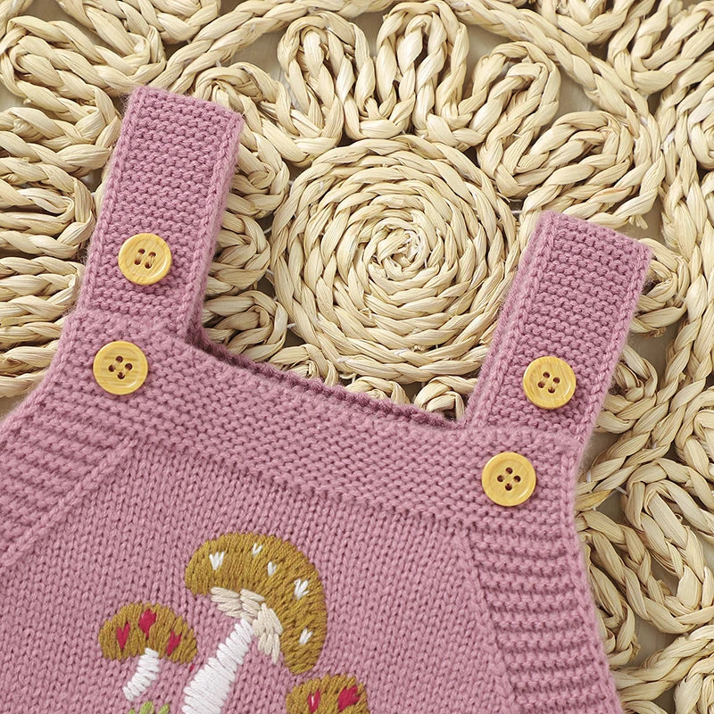 Embroidered Mushroom Overall Bubble