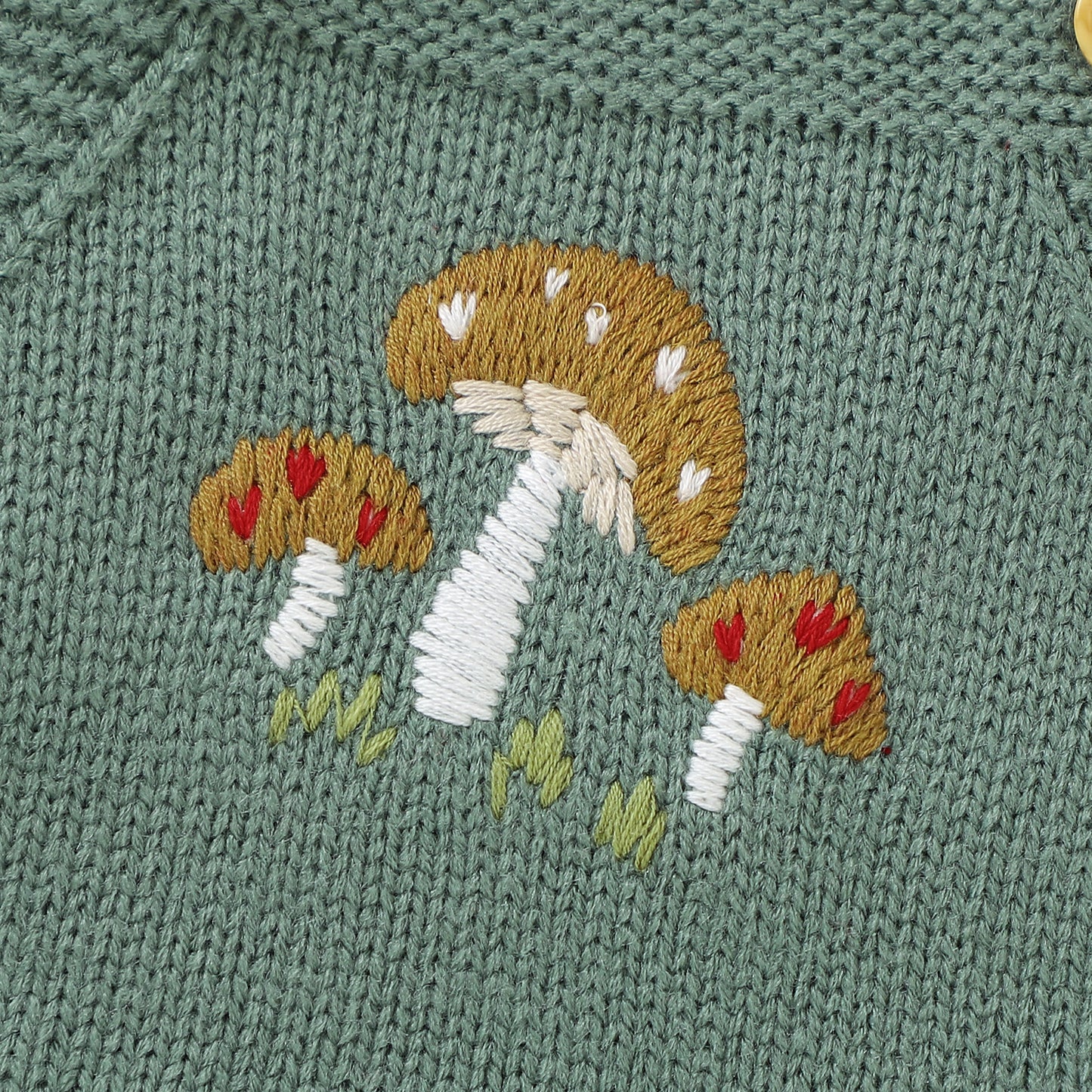 Embroidered Mushroom Overall Bubble