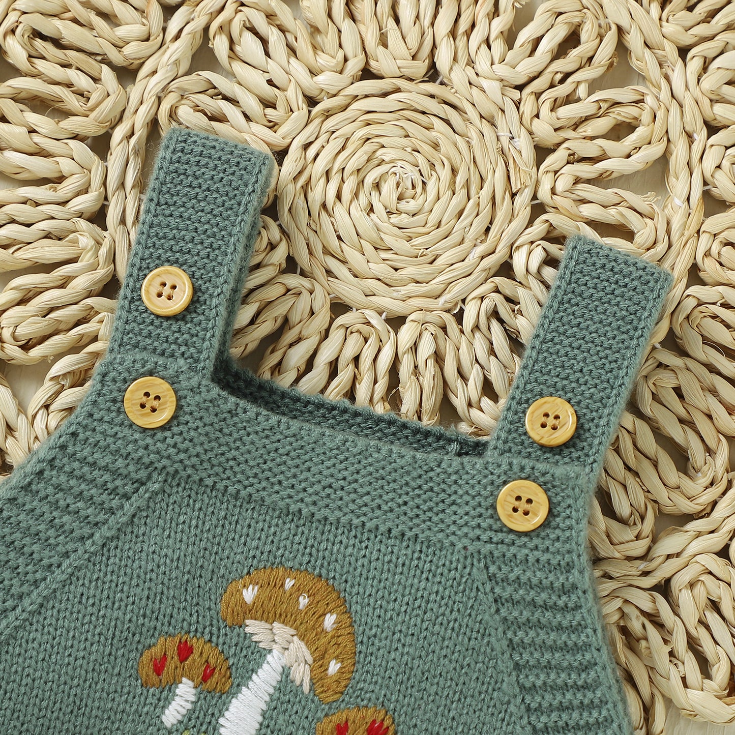 Embroidered Mushroom Overall Bubble